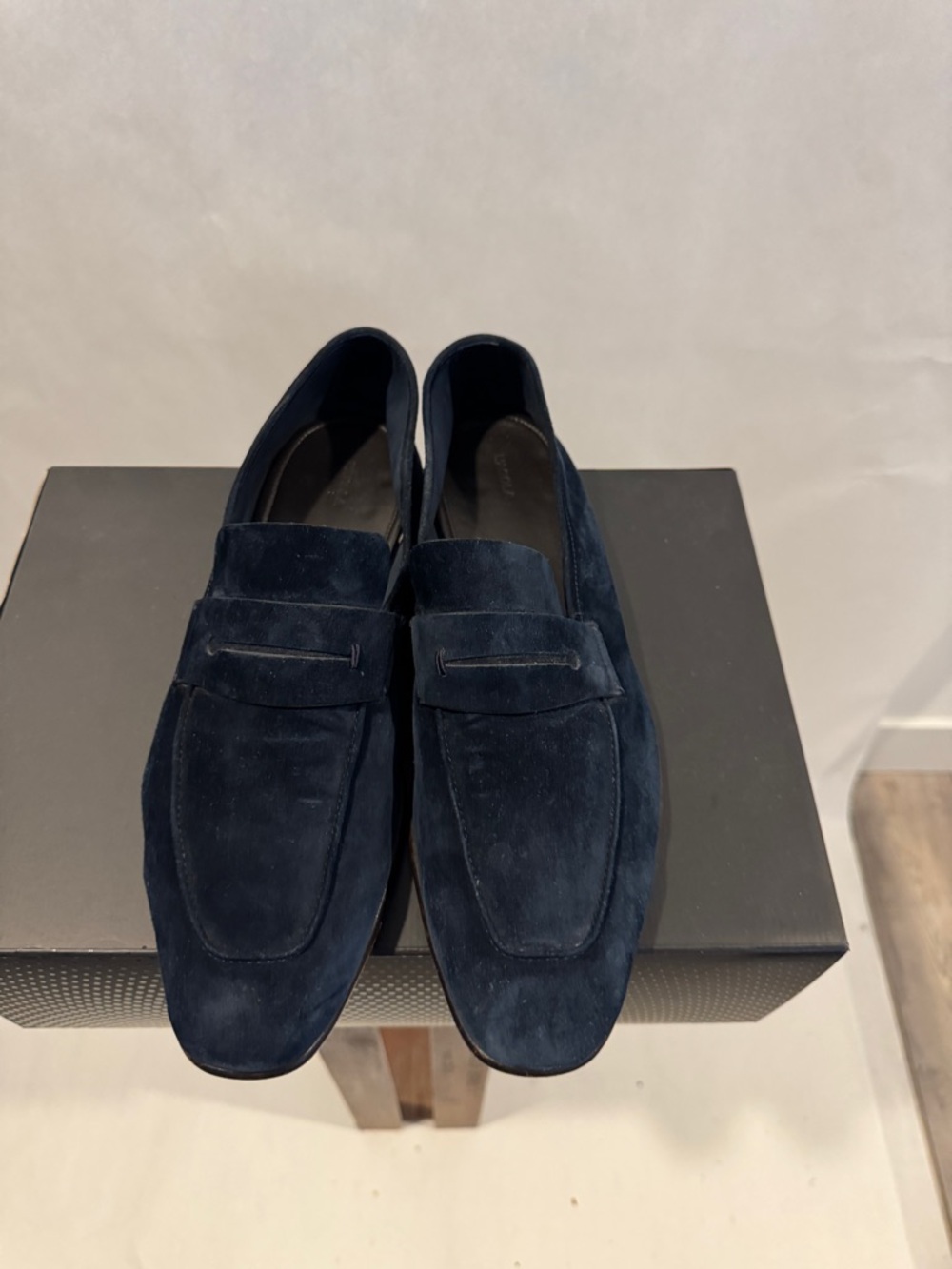 Zegna L’ Asola Navy Suede Loafers